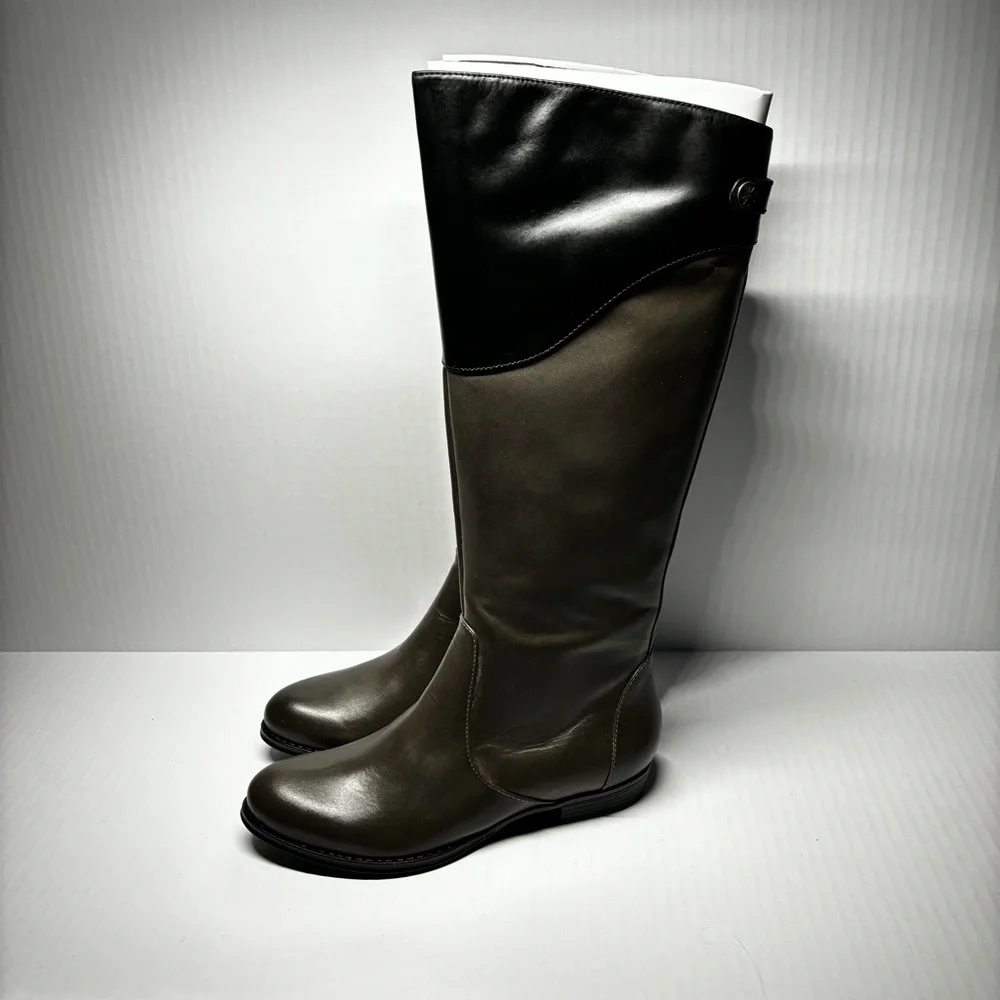 Isaac Mizrahi - Olive Tall Women’s Riding Boots in Dark Olive and Black